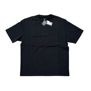 STUSSY Men’s Pocket Crew Black Logo Print Tee Shirt, Short Sleeve, NWT